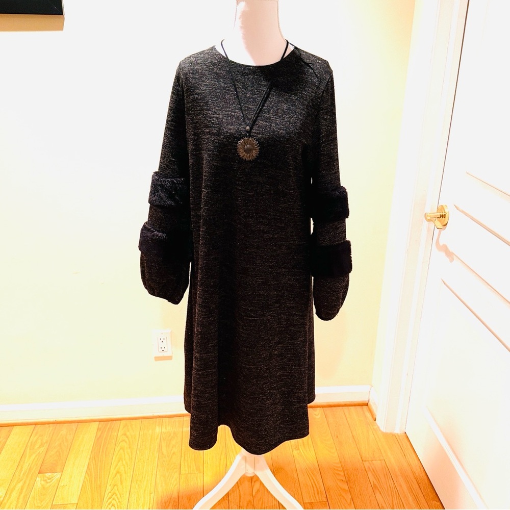 Fur designed Long Sleeve Black with Silver Lurex Material